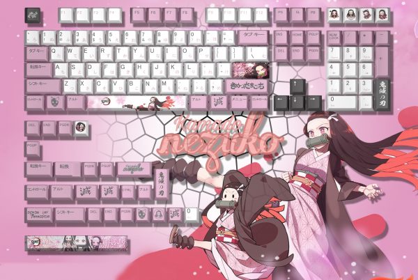 Demon Slayer Kochou Shinobu Nezuko Cartoon Anime Keycap 1 Set Pbt Five Sided Sublimation Cherry Height 4 - Anime Keyboard