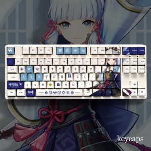 Genshin Impact Theme Kamisato Ayaka Pbt Material Keycaps 108 Keys Set for 61 87 104 108 - Anime Keyboard
