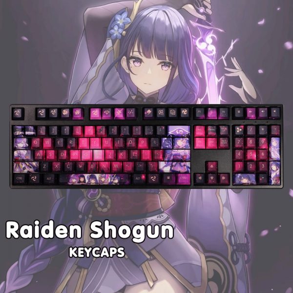 Raiden Shogun Keycaps 108keys Genshin Impact Keycaps Keyboard Decoration Cosplay Accessories Anime Keycaps - Anime Keyboard