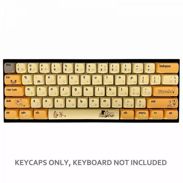 Anime Pokemon Theme Pikachu 108 Keycaps XDA Profile For Mechanical Keyboard Compatible With 61/64/68/78/84/87/96/98/104/108 Keycaps ONLY